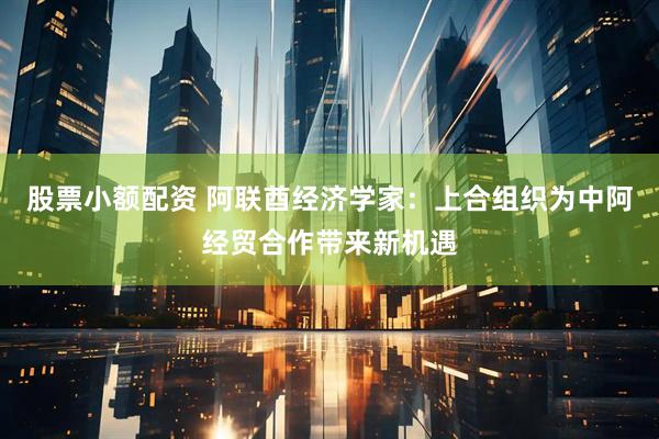 股票小额配资 阿联酋经济学家：上合组织为中阿经贸合作带来新机遇